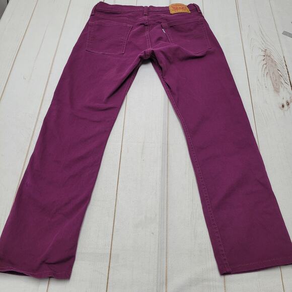 Levis 513 slim straight jeans maroon red purple plum 32x29 - Picture 6 of 8